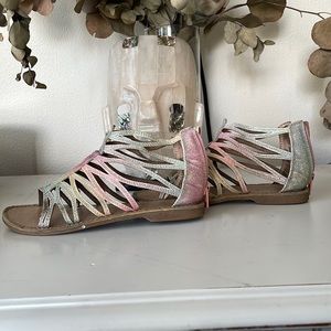 Olive & Edie pastel rainbow sandal.